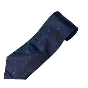 Consenso Uomo Hand Sewn Silk Tie Navy Blue Mini Paisley Embroided Print
